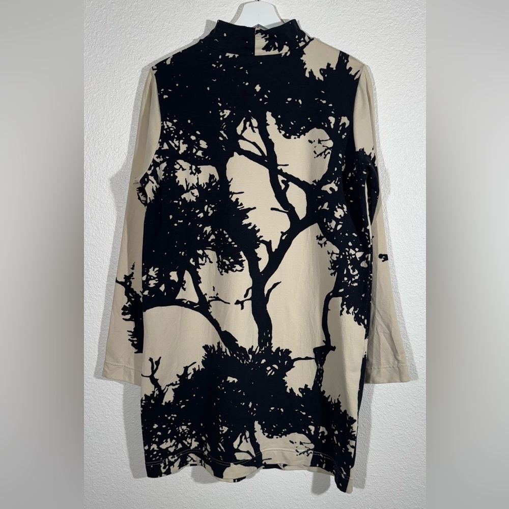 Bel Kazan Long Sleeve Mock Neck Tunic Dress in Cream and Black - Picture 3 of 8